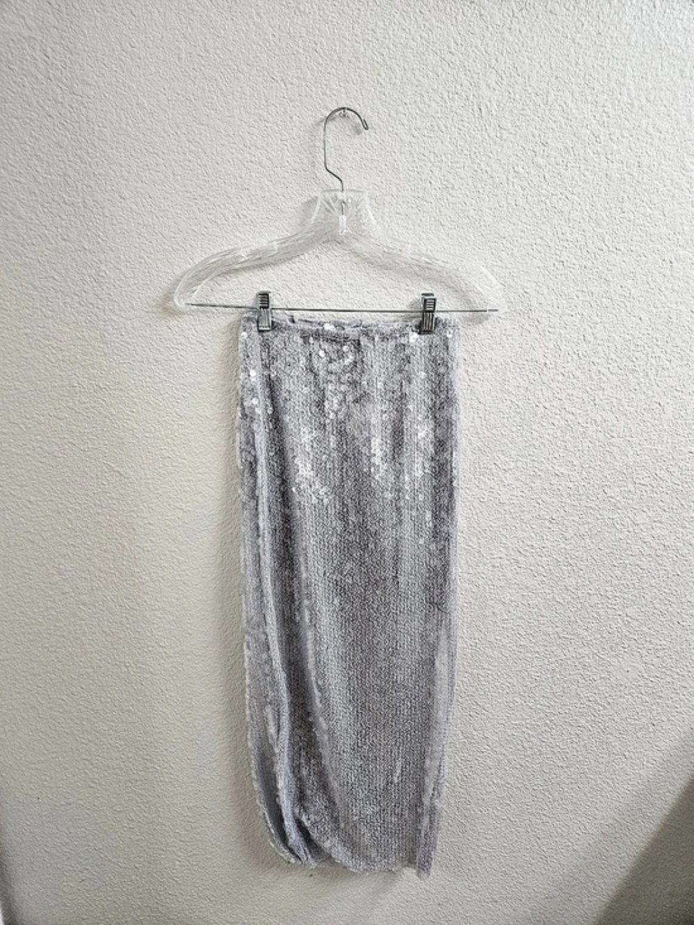 Zara ZW Collection Sequin Midi Skirt Gray Small